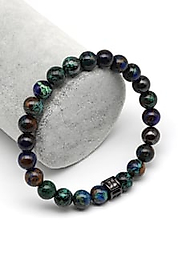 Azurit Doğal Taş Bileklik 8 mm Zirkon Aparatlı