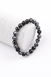 Karlı Obsidyen Doğal Taş Bileklik 8 mm Fasetli Küre