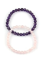 Ametist Pembe Kuvars 6mm ikili set