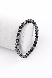 Karlı Obsidyen Doğal Taş Bileklik 6 mm Küre