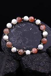 Güneş Taşı - Sedef - Hematit Doğal Taş Tasarım Bileklik